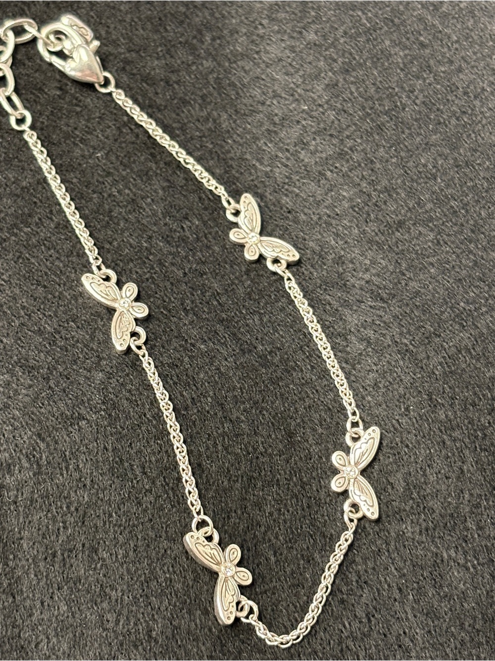 Brighton Solstice Butterfly Anklet - silver/rhinestones. 9”-10”. Adjustable